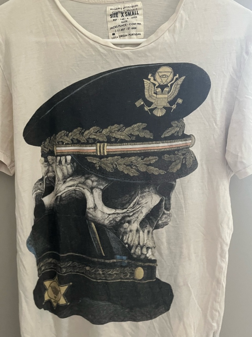 All Saints off white Skull Officer Graphic Tee
